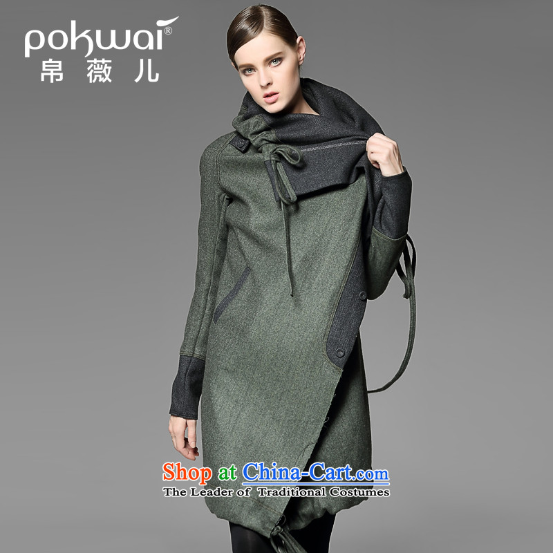 The Hon Audrey Eu Yuet-yung Europe POKWAI_ silk original personality with cap in long hair? jacket dark greenS
