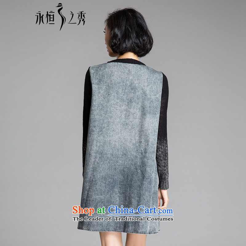 The Eternal Sau 2015 large female thick mm autumn new product version won thin comfortable and stylish dresses Denim blue 4XL, eternal Soo , , , shopping on the Internet