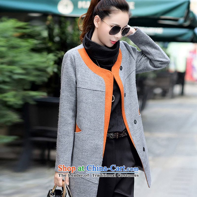 The nest products 2015 autumn and winter new women's large so the coats that long without collars long-sleeved jacket female gray color spell , L, nest products , , , shopping on the Internet