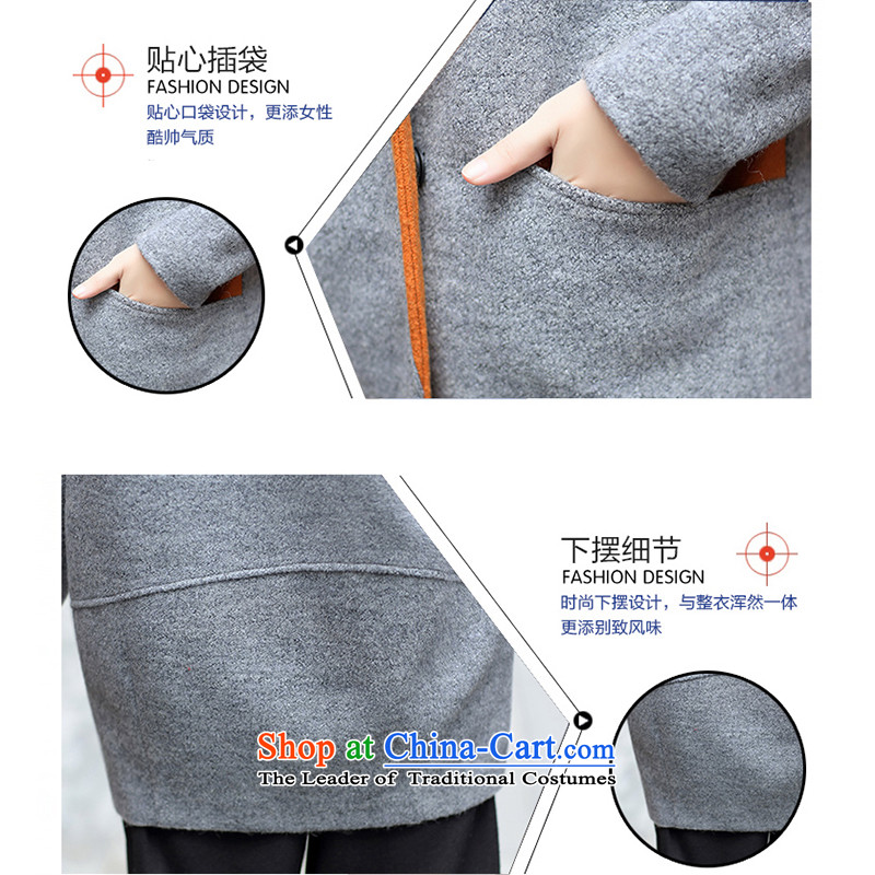 The nest products 2015 autumn and winter new women's large so the coats that long without collars long-sleeved jacket female gray color spell , L, nest products , , , shopping on the Internet