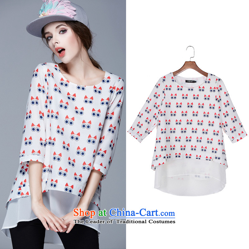 Rui Mei to 2015 XL women with new expertise autumn mm loose video stamp 7 thin-sleeved T-shirt chiffon shirt, T-shirt, us to N1001 5XL, RIUMILVE (shopping on the Internet has been pressed.)