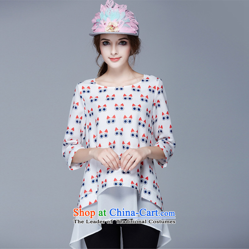 Rui Mei to 2015 XL women with new expertise autumn mm loose video stamp 7 thin-sleeved T-shirt chiffon shirt, T-shirt, us to N1001 5XL, RIUMILVE (shopping on the Internet has been pressed.)