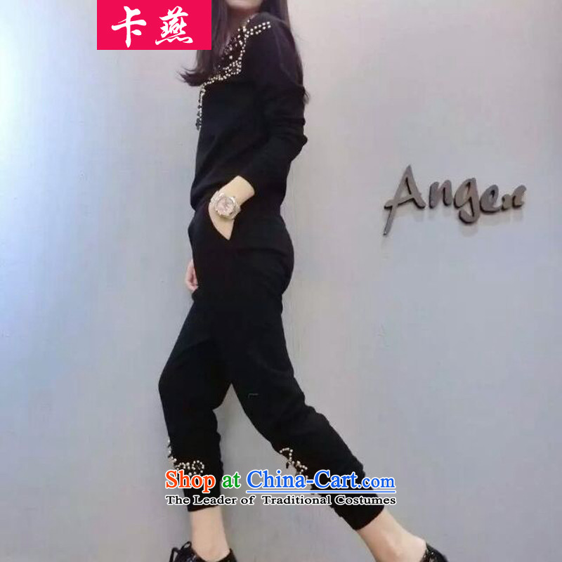 Thick mm Chiu Yin card installed 2015 to increase the number of women in the autumn loose video thin two kits thick sister nail pearl recreational sport sweater Kit 5891 Black 5XL175-215 around 922.747, Yan Shopping on the Internet has been pressed.
