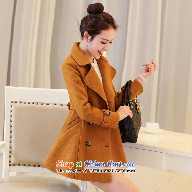 Wooden Geun-hye gross coats female autumn and winter? 2015 new women's large in long-sleeved cloak long thick a female Korean jacket lapel jacket and color M/160(84a), date benefited 2,657 wooden Geun-hye has been pressed shopping on the Internet
