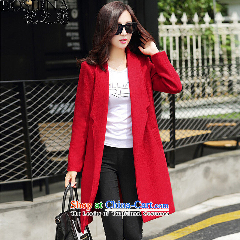 Optimize the 2015 autumn and winter new larger female Stylish coat female Korean citizenry sweet candy colored elegant in Sau San long thick a wool coat female prime of green 3XL, EOSIENA) , , , ('Stargate Online shopping on the Internet
