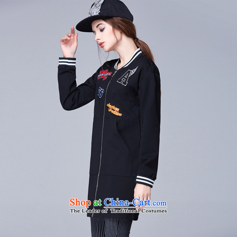 Rui Mei to 2015 autumn and winter new xl female thick mm loose video thin stamp leisure butted long baseball N1603 Services To Us Rui 3XL, Black (RIUMILVE) , , , shopping on the Internet