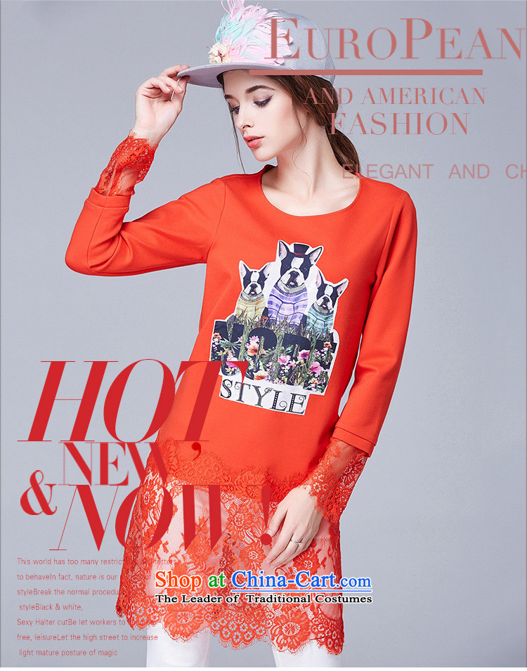 Rui Mei to 2015 XL women with new expertise autumn mm thin lace Sau San video in the stitching long sleeve and long-sleeved T-shirt, forming the Netherlands N1602 orange 3XL picture, prices, brand platters! The elections are supplied in the national character of distribution, so action, buy now enjoy more preferential! As soon as possible.
