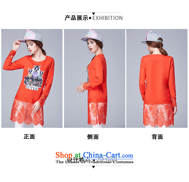 Rui Mei to 2015 XL women with new expertise autumn mm thin lace Sau San video in the stitching long sleeve and long-sleeved T-shirt, forming the Netherlands N1602 orange 3XL picture, prices, brand platters! The elections are supplied in the national character of distribution, so action, buy now enjoy more preferential! As soon as possible.