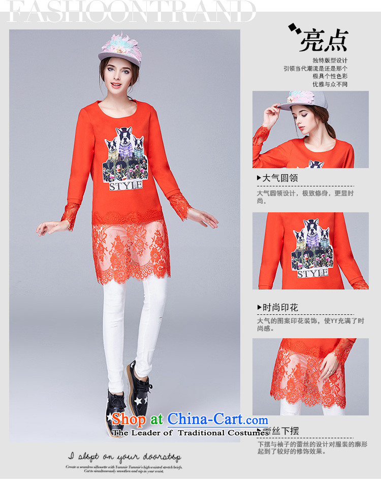 Rui Mei to 2015 XL women with new expertise autumn mm thin lace Sau San video in the stitching long sleeve and long-sleeved T-shirt, forming the Netherlands N1602 orange 3XL picture, prices, brand platters! The elections are supplied in the national character of distribution, so action, buy now enjoy more preferential! As soon as possible.