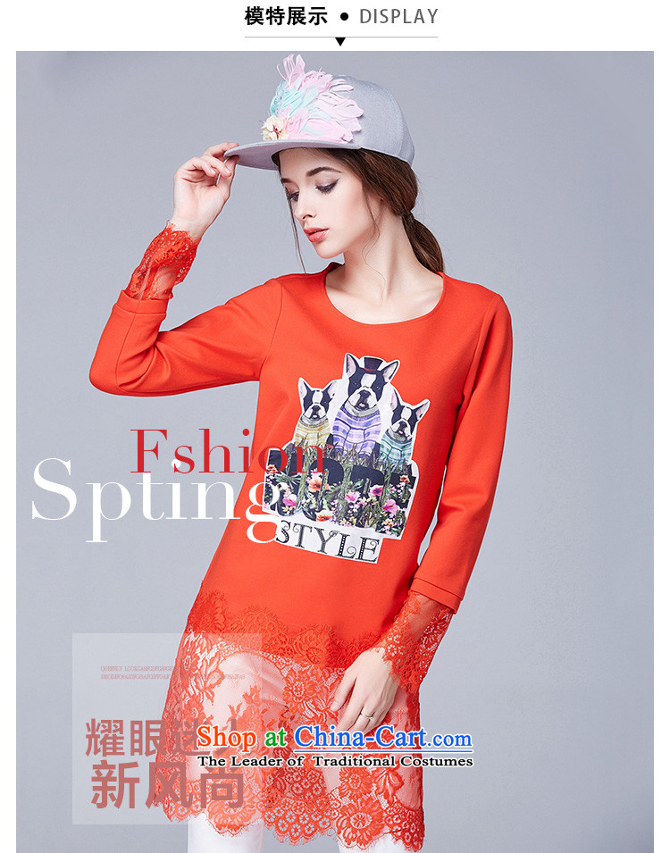 Rui Mei to 2015 XL women with new expertise autumn mm thin lace Sau San video in the stitching long sleeve and long-sleeved T-shirt, forming the Netherlands N1602 orange 3XL picture, prices, brand platters! The elections are supplied in the national character of distribution, so action, buy now enjoy more preferential! As soon as possible.