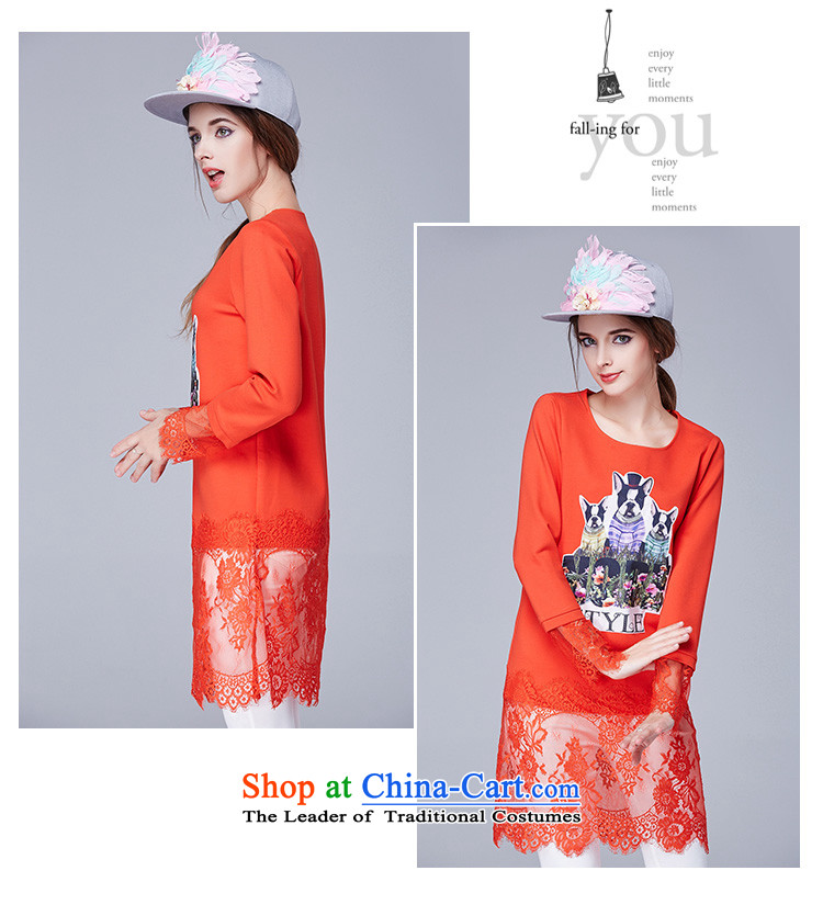 Rui Mei to 2015 XL women with new expertise autumn mm thin lace Sau San video in the stitching long sleeve and long-sleeved T-shirt, forming the Netherlands N1602 orange 3XL picture, prices, brand platters! The elections are supplied in the national character of distribution, so action, buy now enjoy more preferential! As soon as possible.