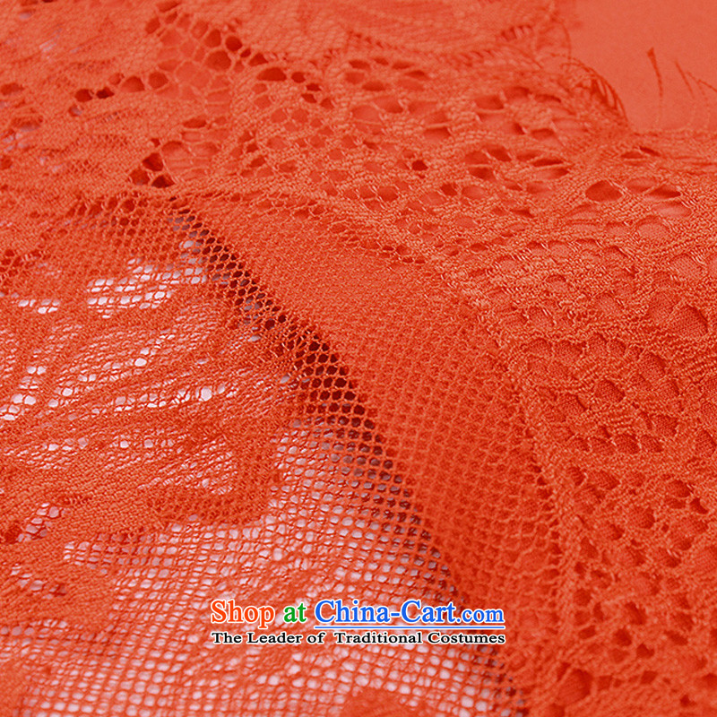 Rui Mei to 2015 XL women with new expertise autumn mm thin lace Sau San video in the stitching long sleeve and long-sleeved T-shirt, forming the Netherlands N1602 orange 3XL, Rui Mei-RIUMILVE) , , , shopping on the Internet