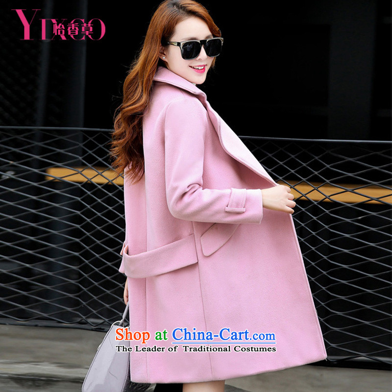 Selina Chow vanilla pink thick wool coat girl in long?) 2015 autumn and winter new Korean Couture fashion loose video thin, a lapel gross flows of pink coat? M Chow herbs shopping on the Internet has been pressed.