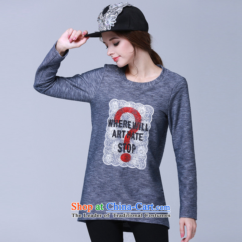 Rui Mei to fall 2015 new) XL female thick mm video thin round-neck collar loose long-sleeved T-shirt, forming the Leisure Knitted Shirt color picture 4XL, N1023 shirt Rui Mei-RIUMILVE) , , , shopping on the Internet
