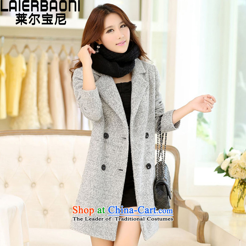 Blair's 2015 autumn and winter Po new Korean version of large code d double-a wool coat jacket coat? female gross 1810 Color Gray?L
