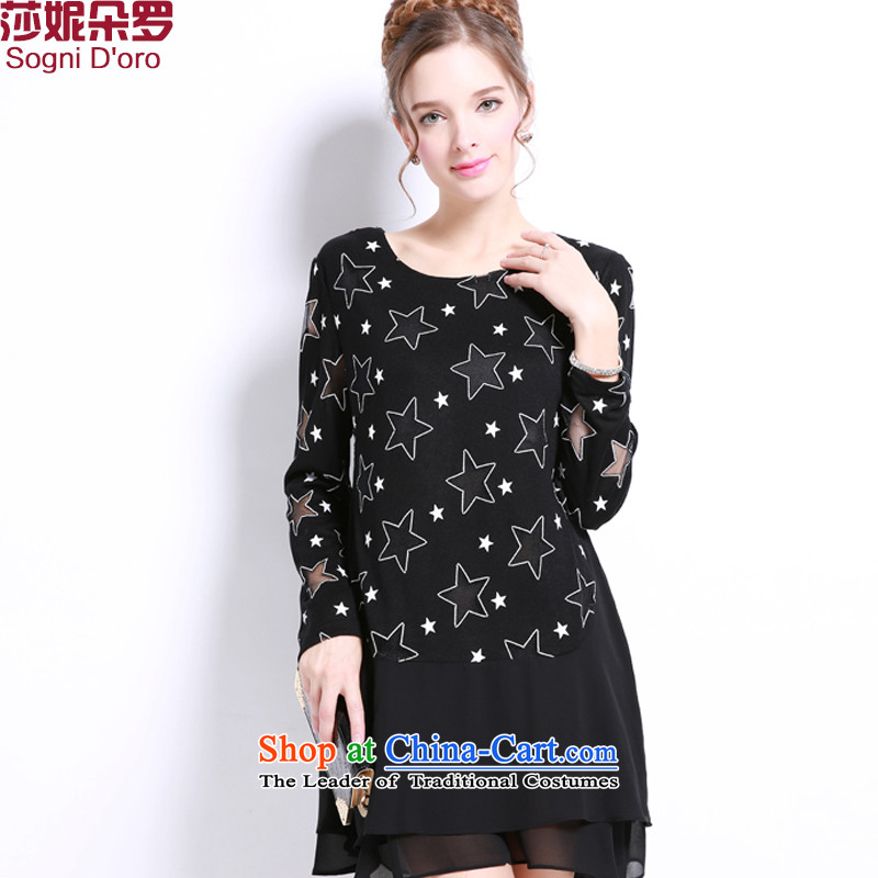 Shani flower lo xl women's dresses 200 catties sister increase to thick loose video thin, 13220 mm thick autumn replacing video thin black 6XL- recommendations 190-220, Shani Flower (D'oro) sogni shopping on the Internet has been pressed.