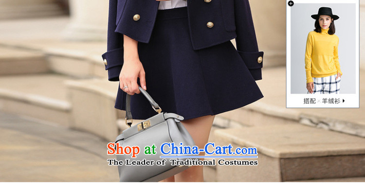 Ho Pui 2015 autumn and winter new double-side kit gross + short skirt body?) double-sided woolen coat two kits navy M picture, prices, brand platters! The elections are supplied in the national character of distribution, so action, buy now enjoy more preferential! As soon as possible.