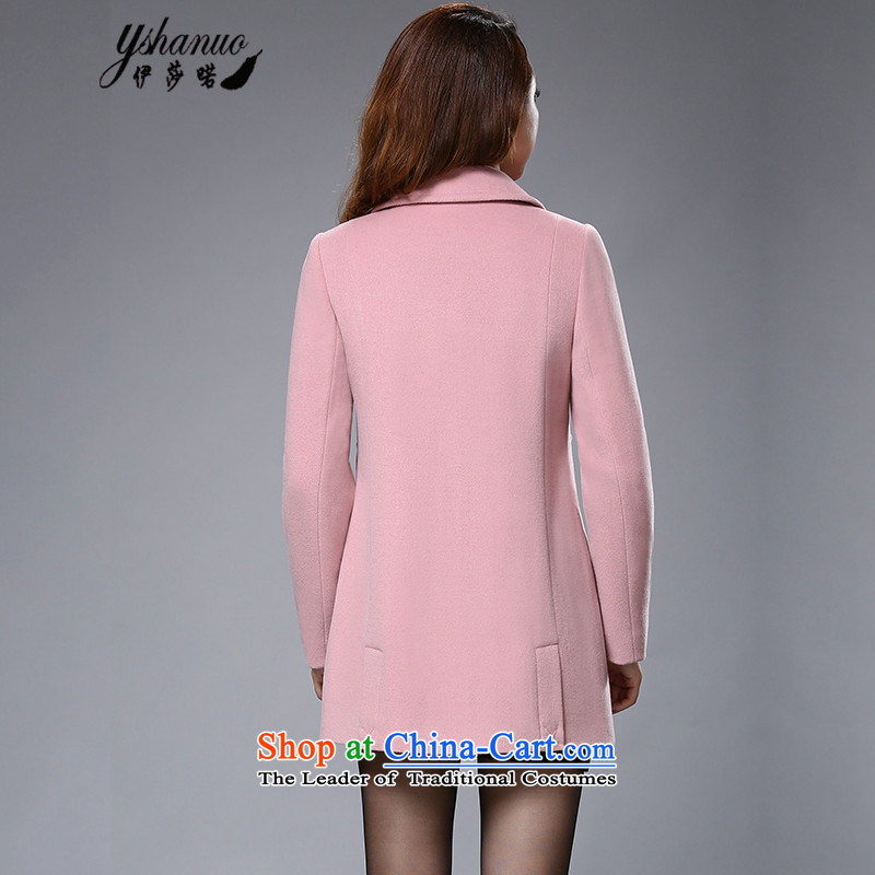 Isabel La Carconte 2015 autumn and winter new gross sweet lady? jacket double row is long woolen coat female YS1003 light pink M, Isabelle well (YSHANUO) , , , shopping on the Internet