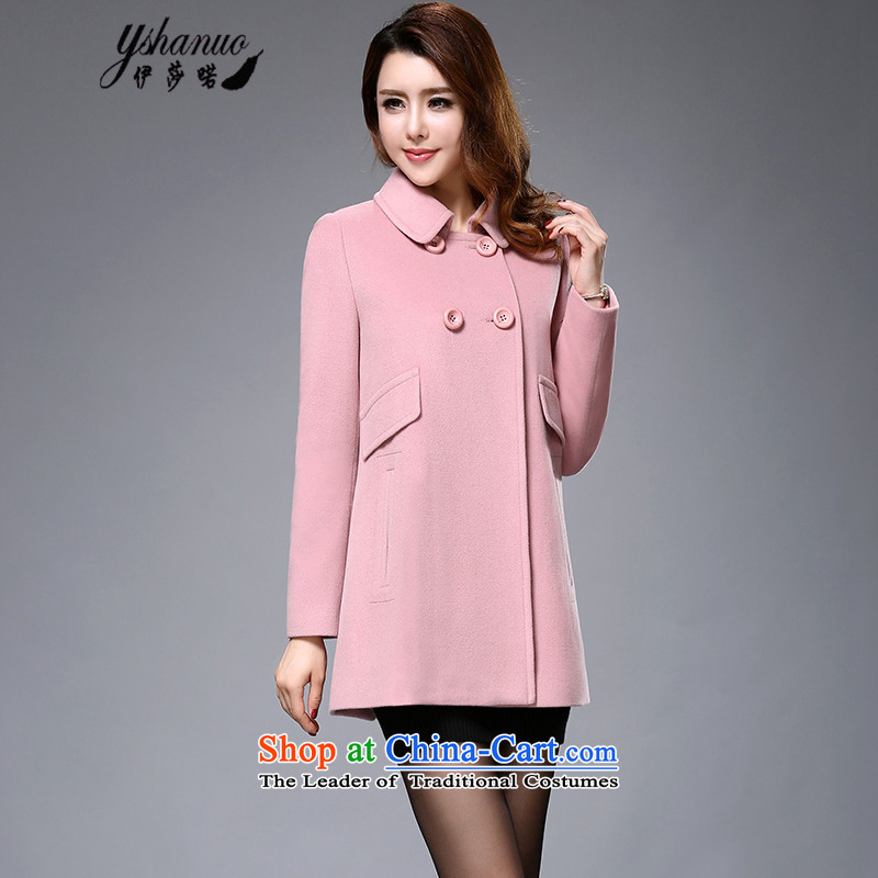 Isabel La Carconte 2015 autumn and winter new gross sweet lady? jacket double row is long woolen coat female YS1003 light pink M, Isabelle well (YSHANUO) , , , shopping on the Internet