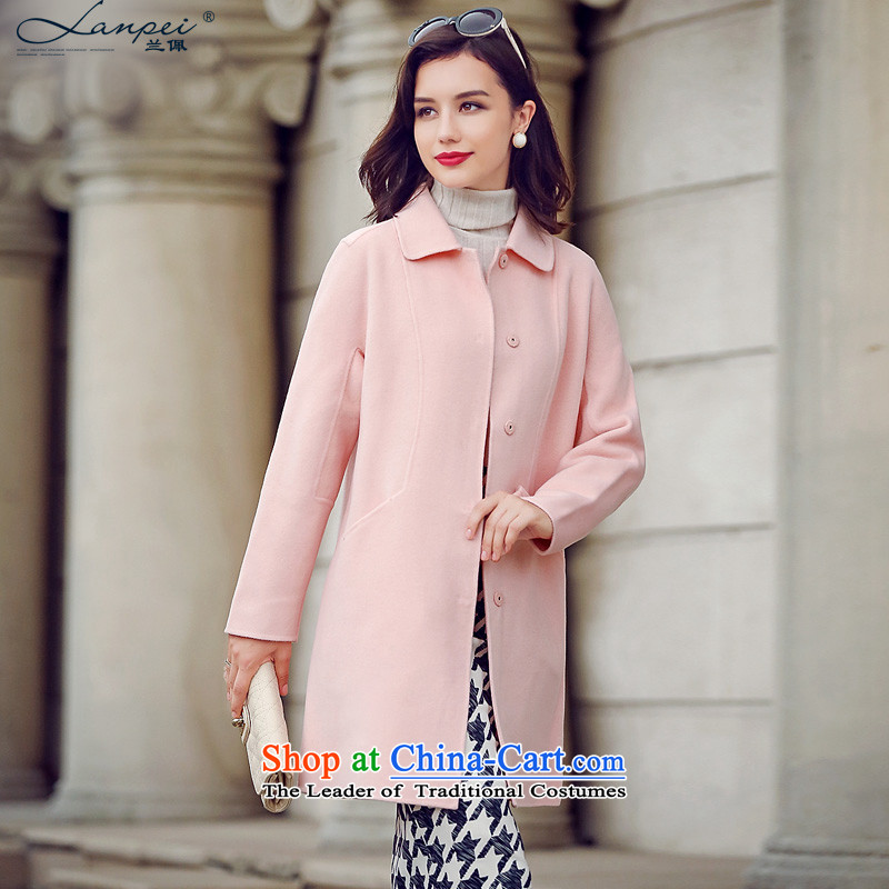 In the autumn of 2015, the new Pei female two-sided a woolen coat girl in long-gross? jacket cocoon pinkM pre-sale 7 Days