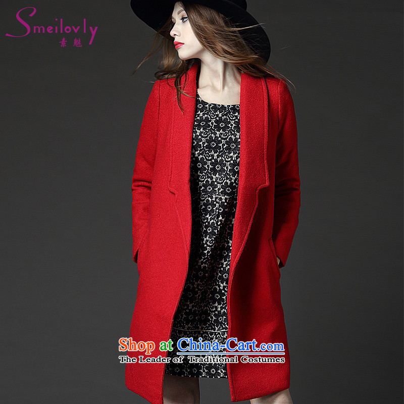 The Director of the Europe and the high end of the thick mm heavy code women to increase the autumn and winter coats in woolen? long long-sleeved jacket cardigan thin graphics?5212?Red Large Code 4XL around 922.747 180