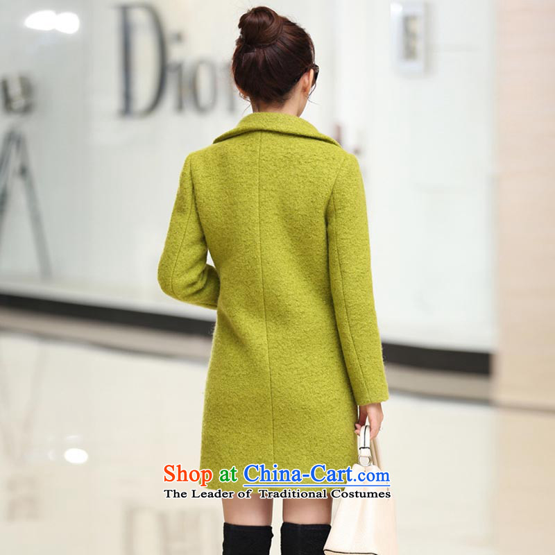 Pull the fuser coats of autumn and winter 2015 female Korean female thickened gross? jacket in long pure color coats female green gross? , L, Jane grass (JEENGRASI) , , , shopping on the Internet