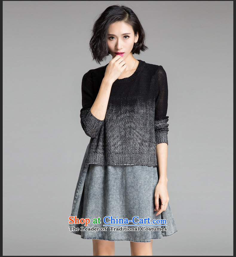 The Eternal Soo-XL women's dresses autumn 2015 new products thick mm sister Korean denim dress knitting sweater thick plus fertilizer video thin, Denim blue skirt XL Photo, prices, brand platters! The elections are supplied in the national character of distribution, so action, buy now enjoy more preferential! As soon as possible.