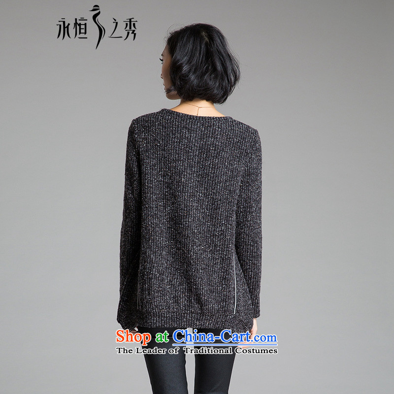 The Eternal Soo-to increase women's code t-shirts, forming the Netherlands 2015 winter new mm thick sister knitwear Korean autumn replacing thick, Hin thin, woolen pullover black 2XL, eternal Soo , , , shopping on the Internet