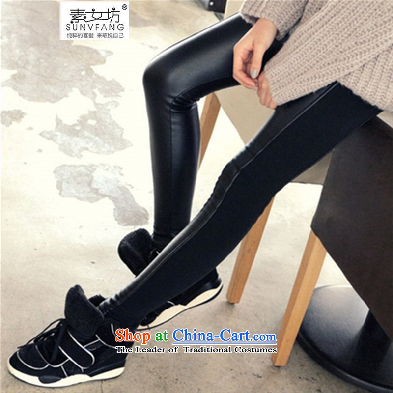 Motome square thick sister autumn and winter, forming the new 2015 trousers larger female thick mm to increase the timeout elastic stitching leather pants, forming the recommendations of the 5208 Black 5XL trousers 180-210 weight, Motome Fong (SUNVFANG) , , , shopping on the Internet