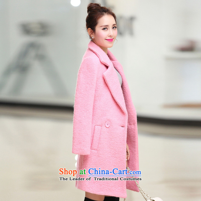 The autumn 2015 new coats)?   in the Korean long hair? N2F31B101 female pink jacket , L, Fei Yue International (FEIYUESHI) , , , shopping on the Internet