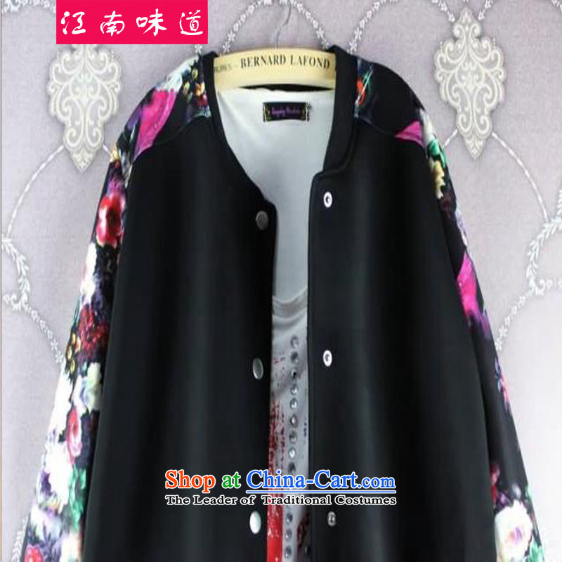 Gangnam-gu  large 2015 taste female autumn and winter new Western Wind thick MM200 catty long-sleeved clothing cardigan in baseball long jacket, black 3XL recommendations 160-190, Gangnam taste shopping on the Internet has been pressed.