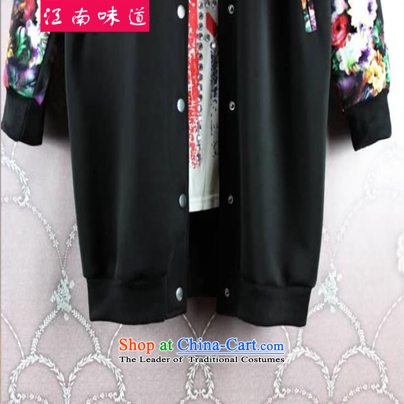 Gangnam-gu  large 2015 taste female autumn and winter new Western Wind thick MM200 catty long-sleeved clothing cardigan in baseball long jacket, black 3XL recommendations 160-190, Gangnam taste shopping on the Internet has been pressed.