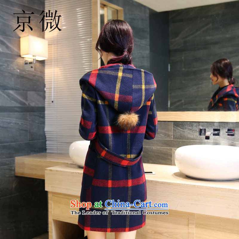 Kyung-jacket in gross? long cotton waffle 2015 winter folder girl who checked gross is decorated in Korean large stylish wool a wool coat female red checkered L/165, Putin micro , , , shopping on the Internet