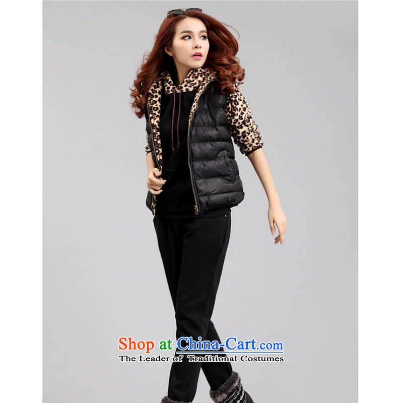 Yet by 2015 autumn and winter biao new Korean version of large numbers of ladies Leopard Ma focused sister 200 catties leisure SPORTSWEAR APPAREL 35567 3-piece set three piece 5XL  chest 9180-220 126 recommended that there (BIAOSHANG biao) , , , shopping on the Internet