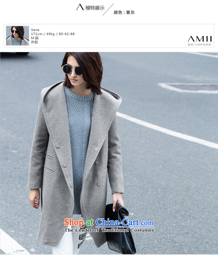 Amii[ minimalist ]2015 autumn and winter cool new products with cap large roll collar wool coat female 11571223? fog gray M picture, prices, brand platters! The elections are supplied in the national character of distribution, so action, buy now enjoy more preferential! As soon as possible.
