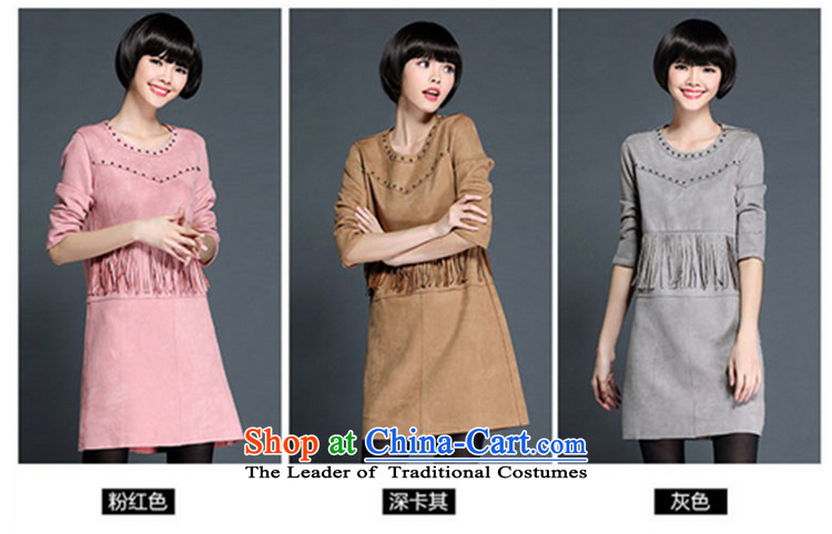 Yun-ying sa 2015 Fall/Winter Collections new to increase women's code thick mm loose video stream Su Yu nails thin leather lint-free long-sleeved dresses D9803 gray XXXL female picture, prices, brand platters! The elections are supplied in the national character of distribution, so action, buy now enjoy more preferential! As soon as possible.