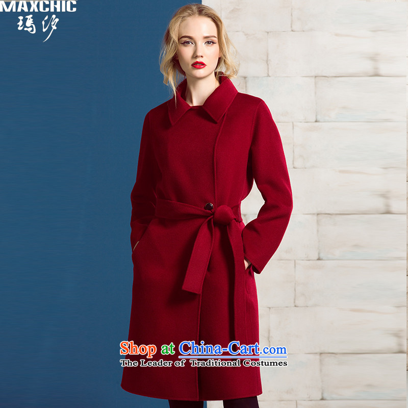 Marguerite Hsichih maxchic 2015 Ms. autumn and winter clothing, Sau San for simple and stylish this cloth belt duplex wool coat female 19022? BOURDEAUX?M