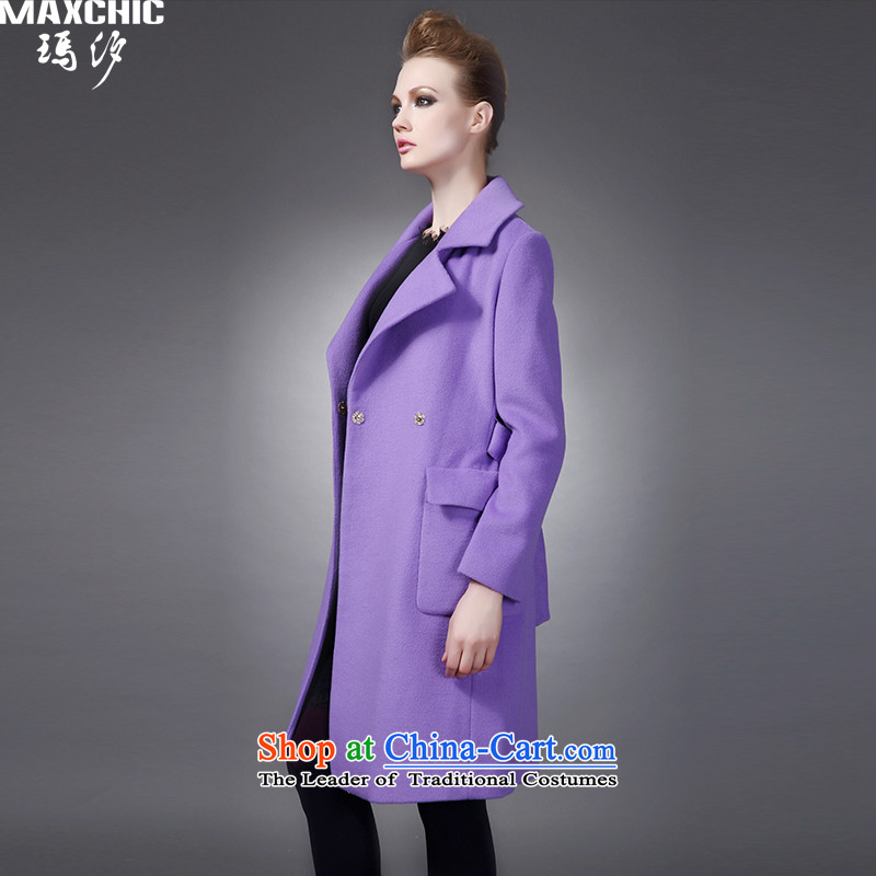 Marguerite Hsichih maxchic 2015 autumn and winter western trendy lapel Ming-bag is simple and stylish. The cloth belt wool coat of Sau San? 20062 purple M PRINCESS (maxchic Hsichih) , , , shopping on the Internet
