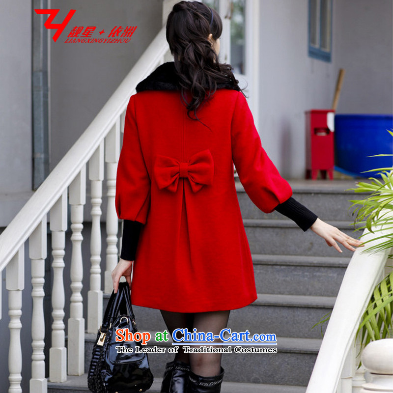 Xing Yi Chau Talks 2015 MM thick fall more than 260 women's burden may pass through extra-large graphics thin mother loaded code Korean version in the double-long hair? overcoat red 5XL, talks Xing Yi Chau Shopping on the Internet has been pressed.
