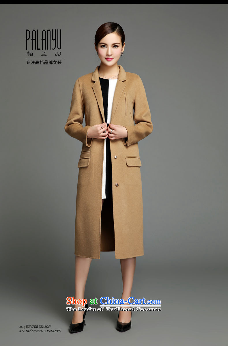 Palun Yu 2015 European site autumn and winter high-end new plain manual two-sided a cashmere overcoat female wool coat long)? 