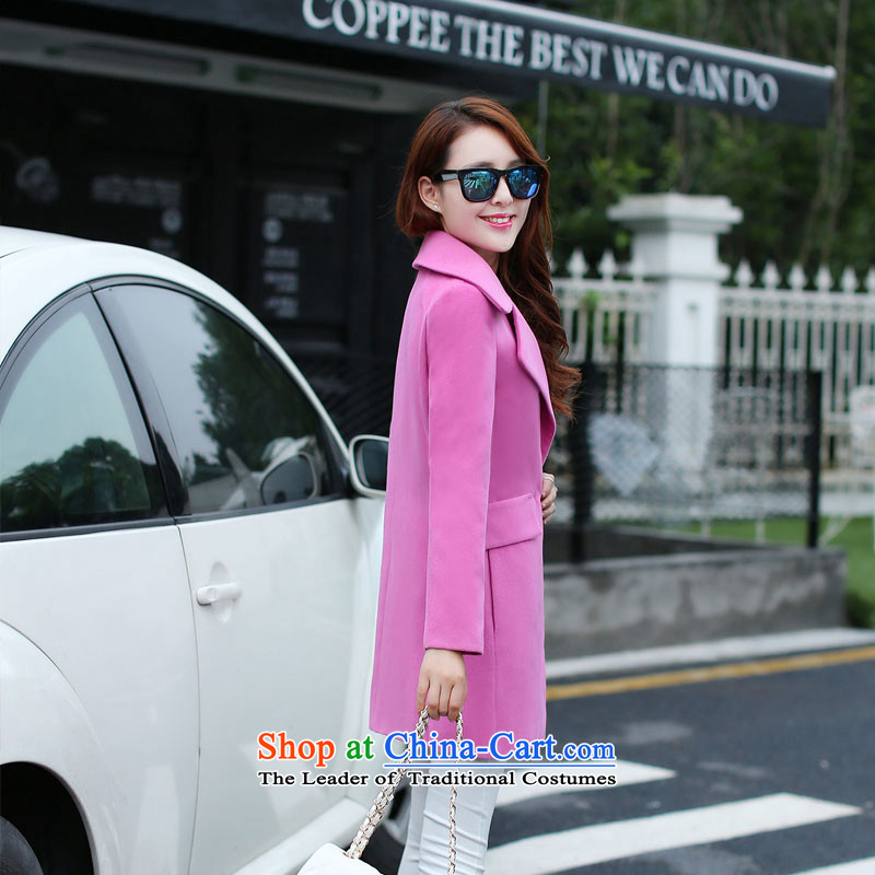 The law was in Dili Gross So Qi jacket female new) Autumn 2015 Korean version in Sau San long roll collar small incense wind single row detained a wool coat jacket pink peach. Mr. Qi Manasseh L., law (fash-modi) , , , shopping on the Internet