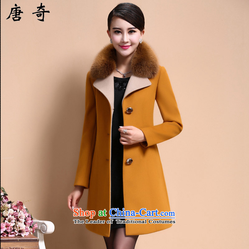 Tang Chi gross? for winter coats women 2015 new_ long thin a Sau San video jacket female 6080 Yellow 2XL