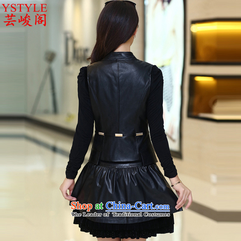Yun Jun 2015 Autumn Pavilion with new long-sleeved dresses PU two kits autumn large Leather Women's dress code, a skirt dressed in black XXL, decorated kit is completed the cabinet has been pressed shopping on the Internet