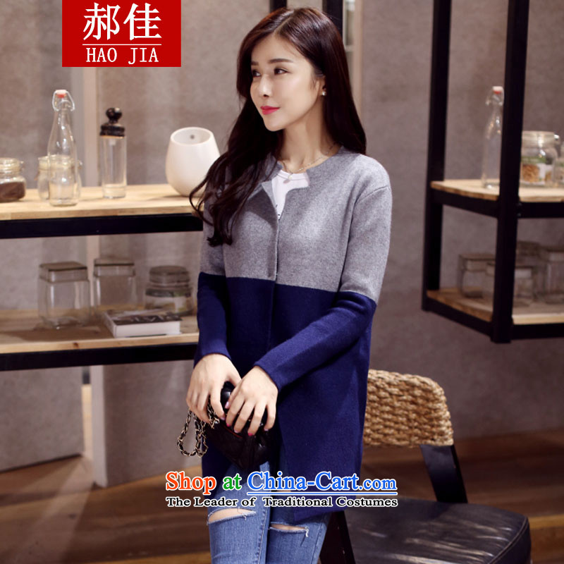Hao Kai 200 catties thick sister Knitted Shirt shirt thick mm autumn large load in women's long sleeve sweater dark blue XXL160 catty-200, Hao Kai shopping on the Internet has been pressed.