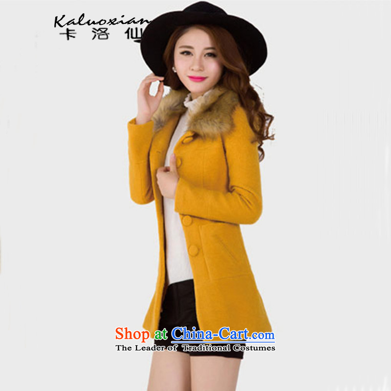 Carlo cents 2015 new Korean female coats of Sau San Mao? autumn and winter jackets in female long 5166 ft² turmeric yellow M4 cents (kaluoxian card) , , , shopping on the Internet