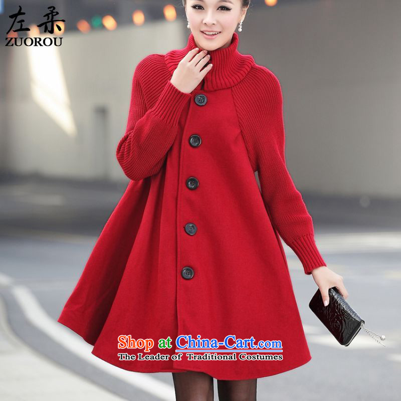Sophie 2015 autumn and winter left of Korean version of large numbers of ladies thick mm video thin so sub cloak Wind Jacket coat jacket is Ms. gross red XL, left soft , , , shopping on the Internet