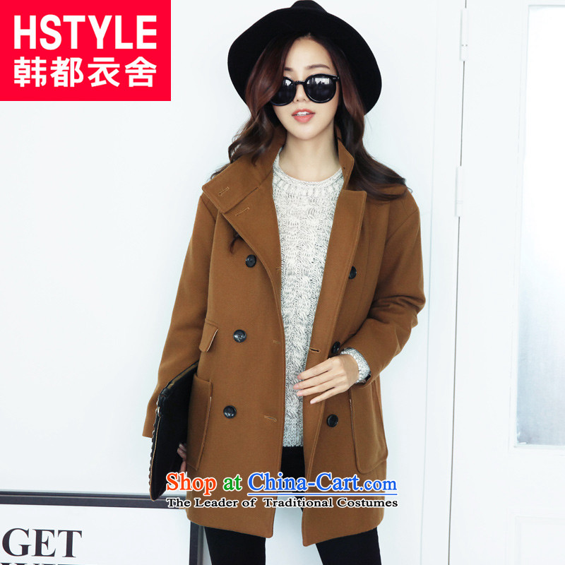 Korea has the Korean version of the Dag Hammarskjöld yi 2015 winter clothing new women's solid color graphics thin hair loose coat OZ4613?2 and color depth L