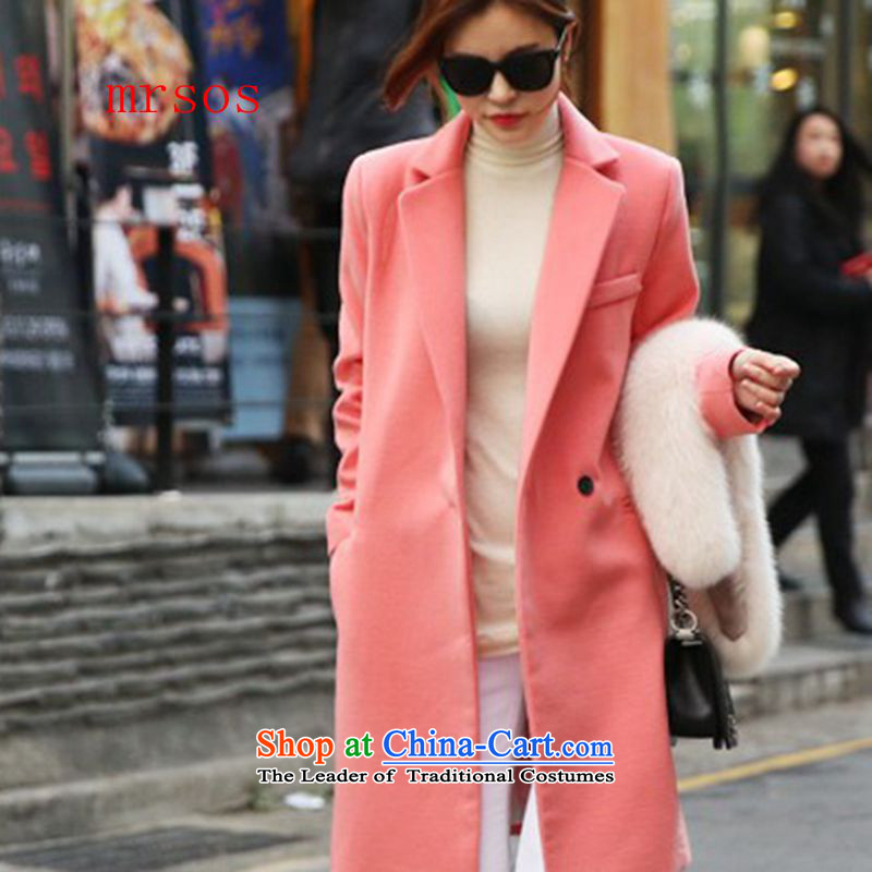 The new 2015 MRSOS autumn and winter western stars in pure color temperament long a wool coat Ms. Sau San Mao jacket black S,MRSOS,,,? Online Shopping