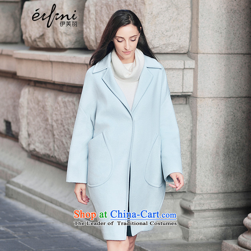 El Boothroyd 2015 winter clothing new Korean lapel in long hair?? coats female wool coat 6580927151 freezing Blue M