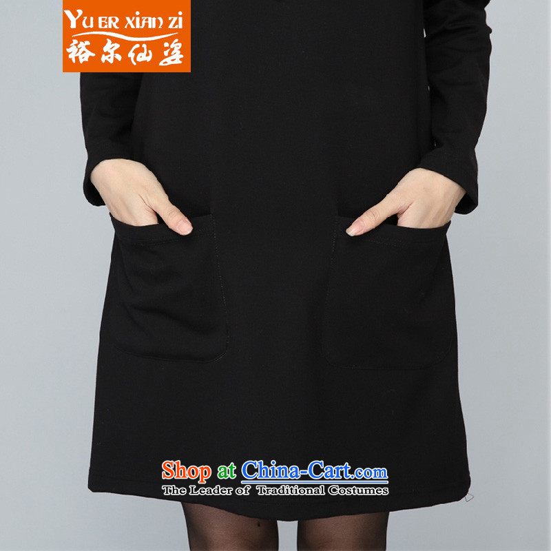 Yu's sin for extra women 200 catties mm2015 thick autumn and winter new dresses long-sleeved video thin straight Thick coated female skirts sister Sau San black 5XL 175-200 recommends that you, Yu's sin (yuerxianzi) , , , shopping on the Internet